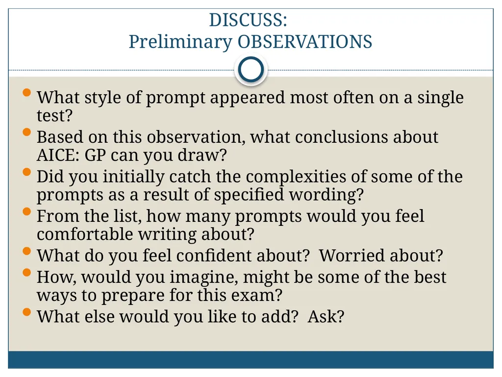 AICE: GP-9/Pavich 2012-2013 Writing the AICE - slide 41 of 70