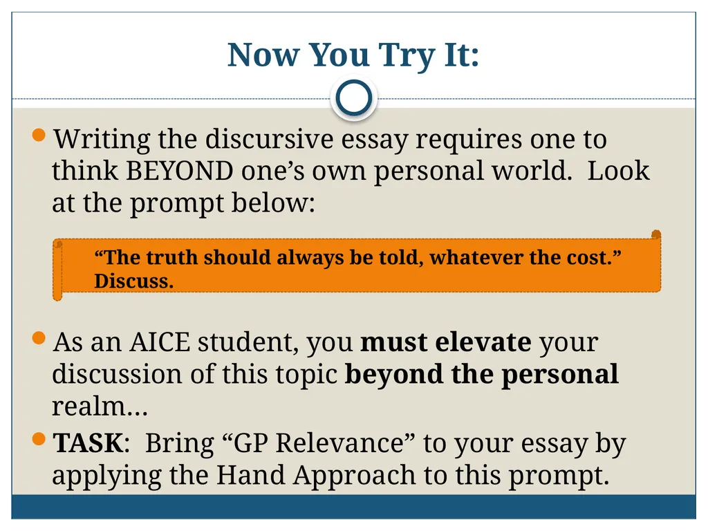 AICE: GP-9/Pavich 2012-2013 Writing the AICE - slide 62 of 70