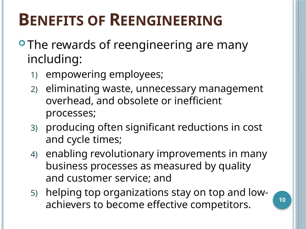 Business Process Reengineering Business Process - slide 10 of 22