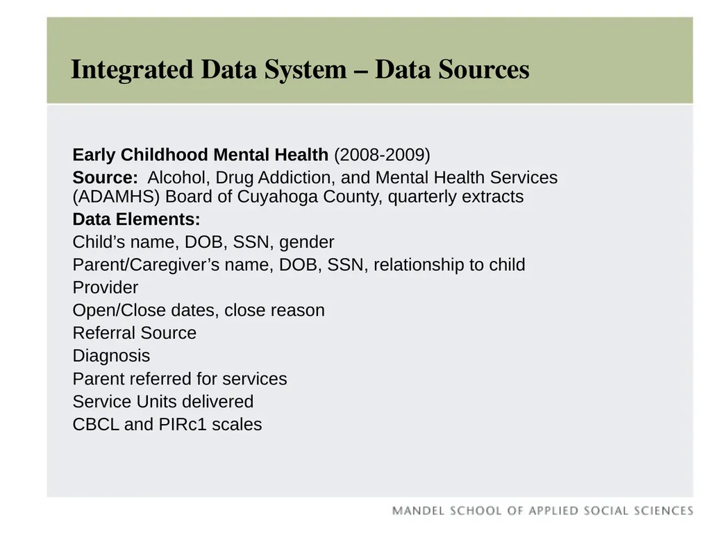 Early Childhood Integrated Data System Claudia - slide 21 of 29