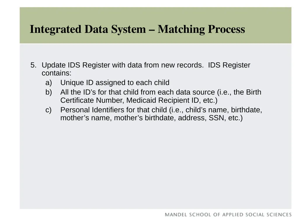 Early Childhood Integrated Data System Claudia - slide 8 of 29
