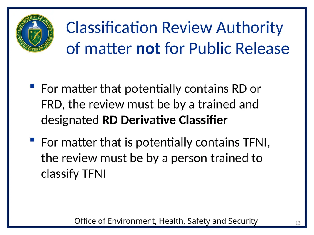 CLASSIFICATION OF NUCLEAR WEAPONS-RELATED - slide 13 of 36