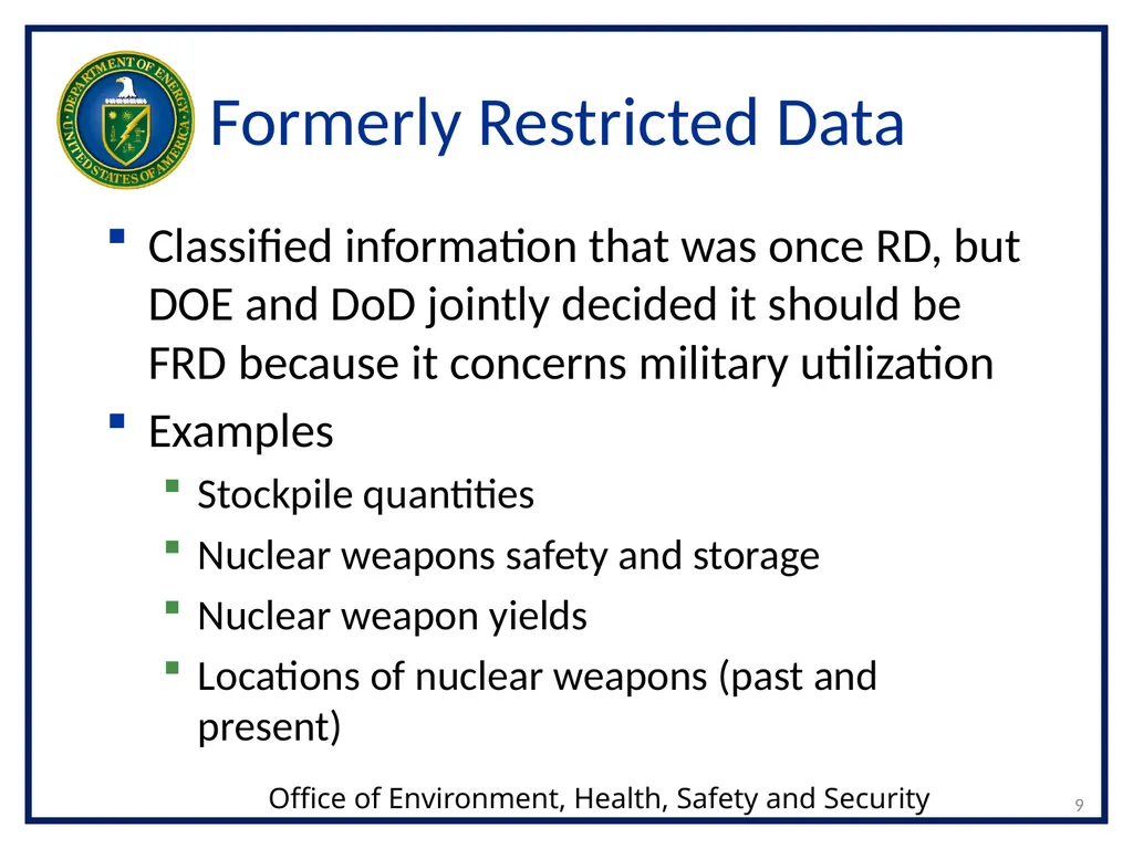 CLASSIFICATION OF NUCLEAR WEAPONS-RELATED - slide 9 of 36