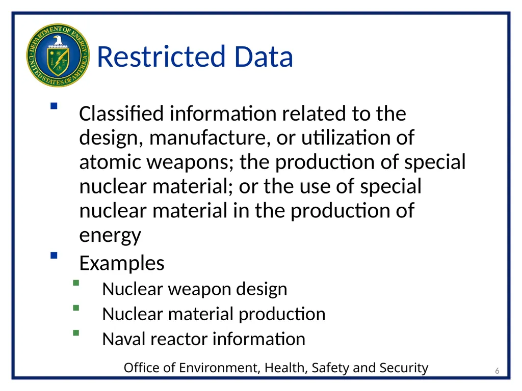 CLASSIFICATION OF NUCLEAR WEAPONS-RELATED - slide 6 of 36