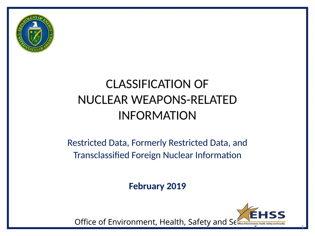 CLASSIFICATION OF NUCLEAR WEAPONS-RELATED