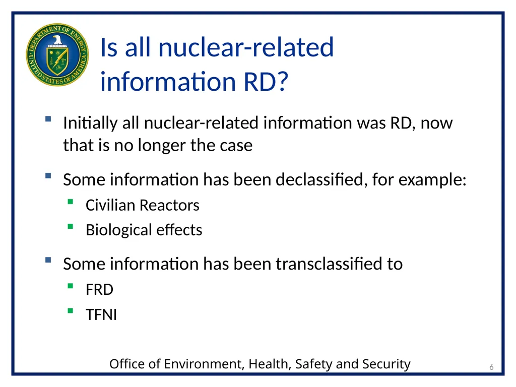 1 Transclassified Foreign Nuclear Information - slide 6 of 26