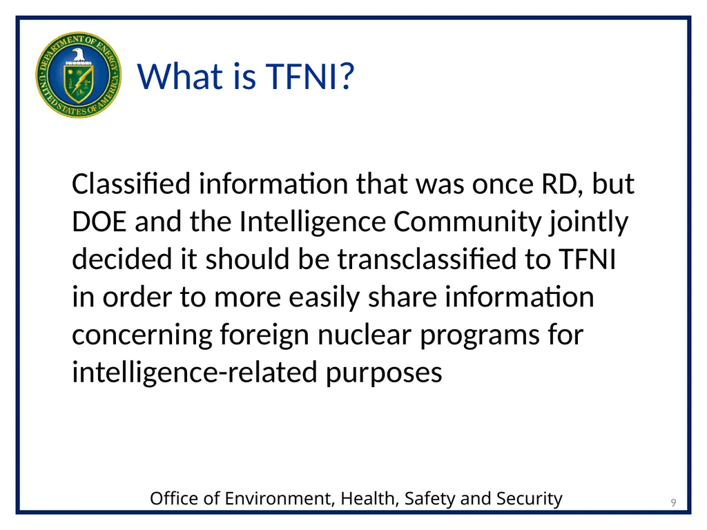 1 Transclassified Foreign Nuclear Information - slide 9 of 26