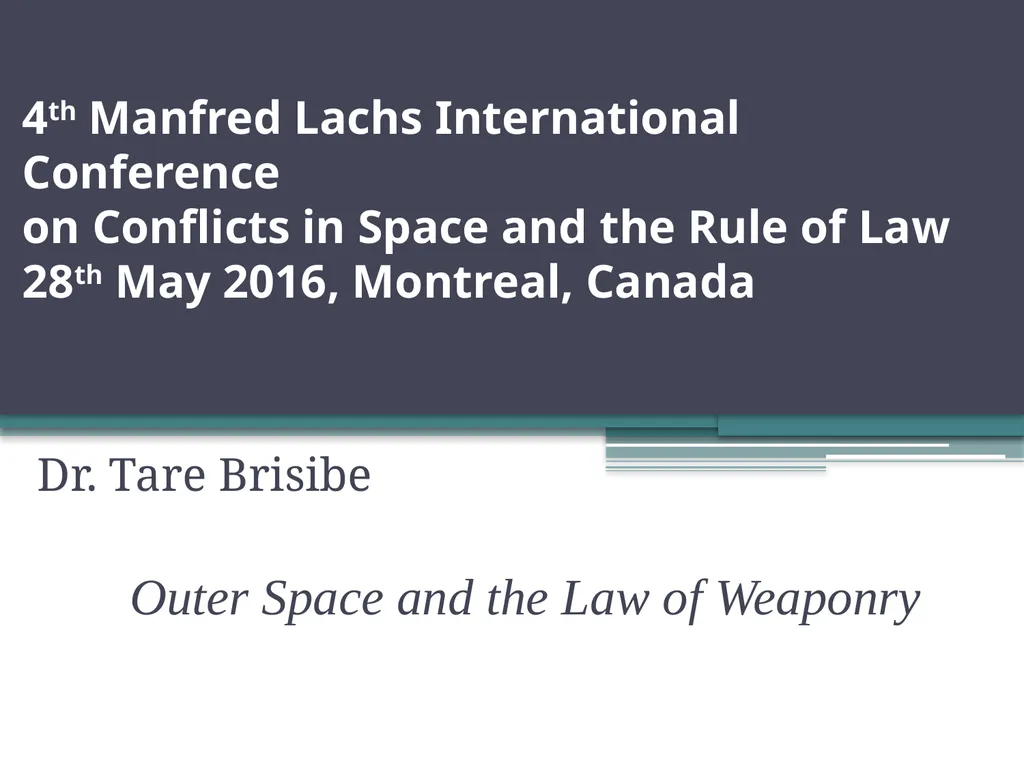 4th Manfred Lachs International Conference on - slide 1 of 7