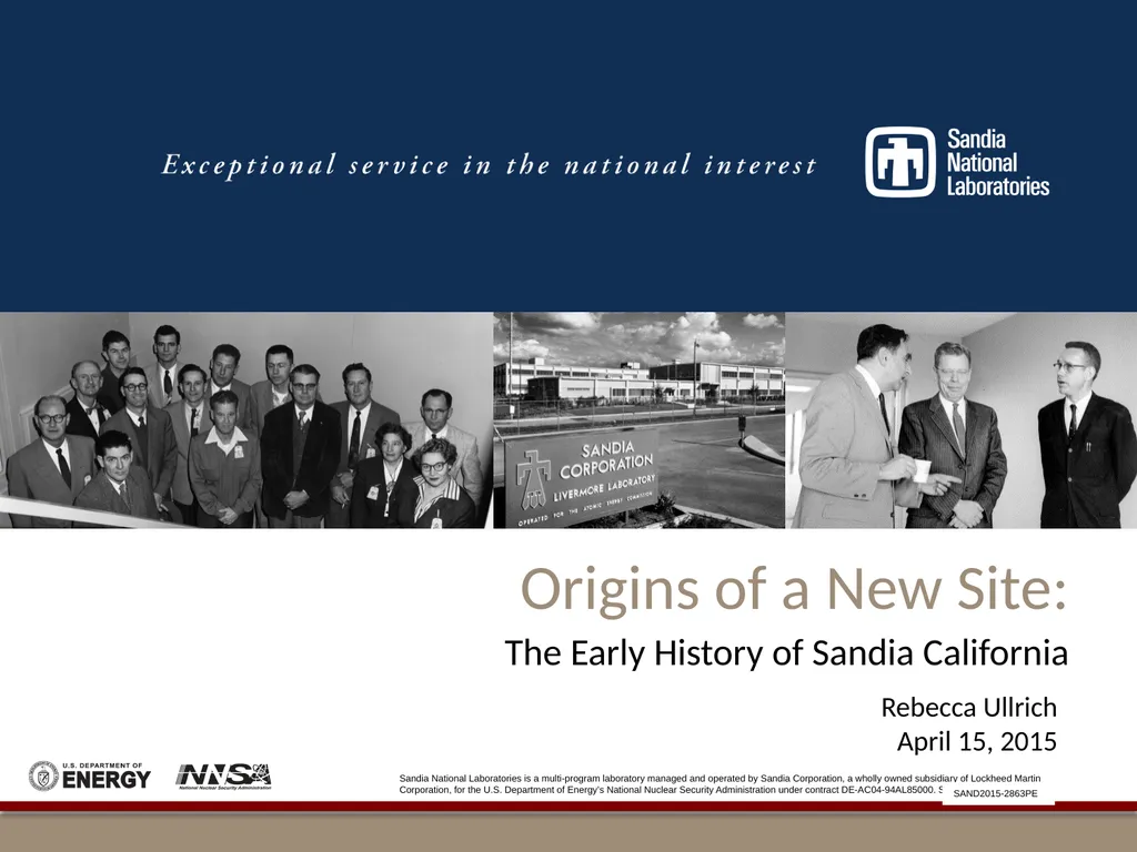 Origins of a New Site: The Early History of Sandia