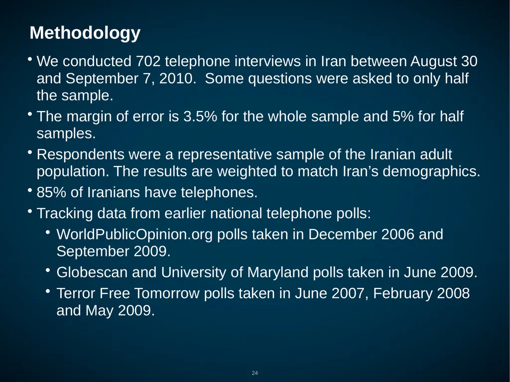 Iran: Public Opinion on Foreign, Nuclear and - slide 24 of 24