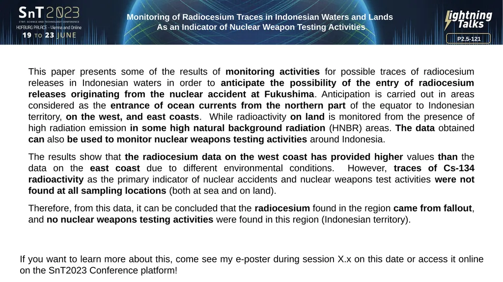 P2.5-121 Monitoring of Radiocesium Traces in