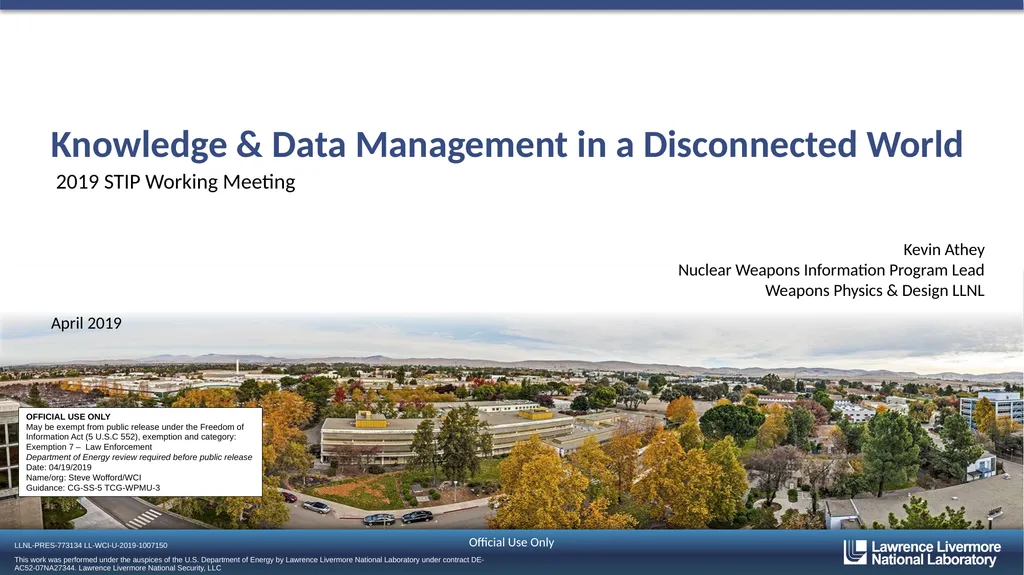 Knowledge & Data Management in a Disconnected - slide 1 of 15