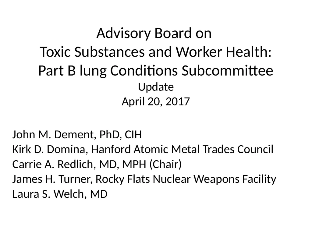 Advisory Board on Toxic Substances and Worker