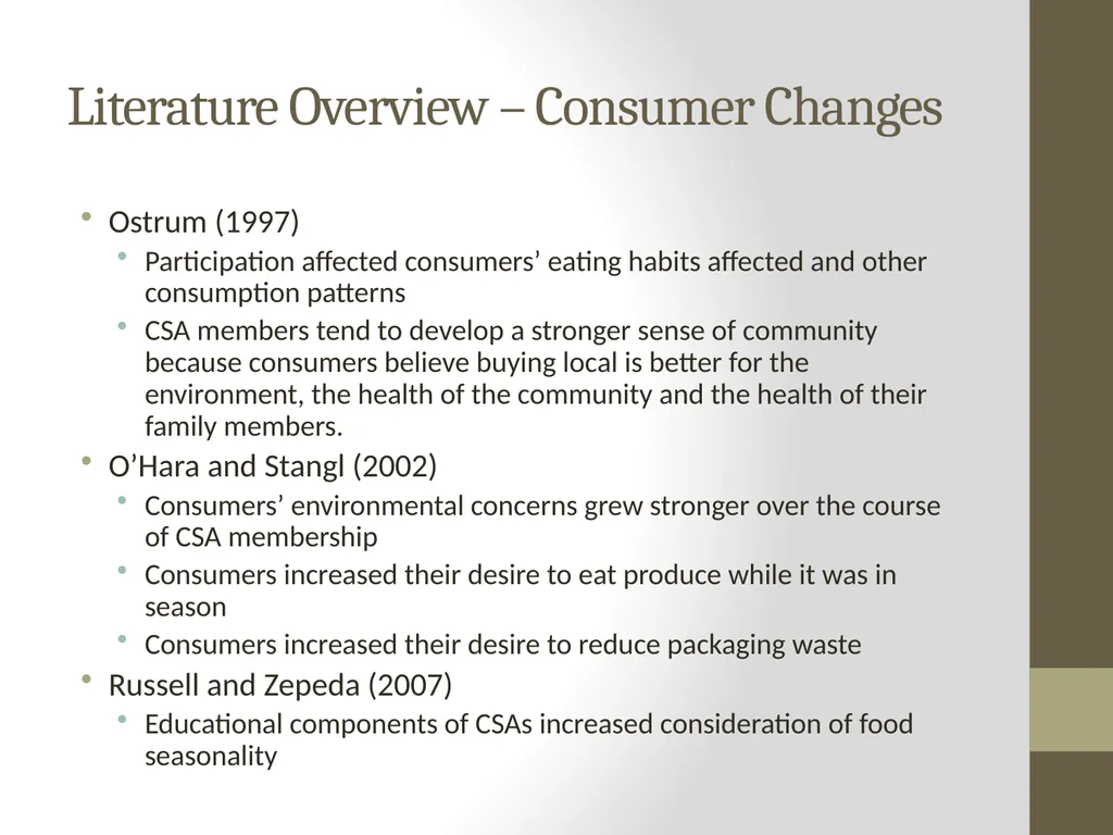 Food Consumption, Attitude, and Behavioral Change - slide 5 of 20