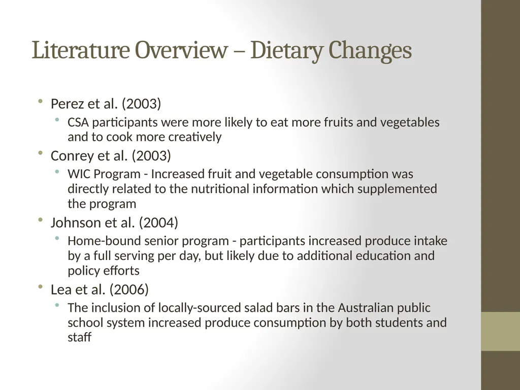 Food Consumption, Attitude, and Behavioral Change - slide 4 of 20