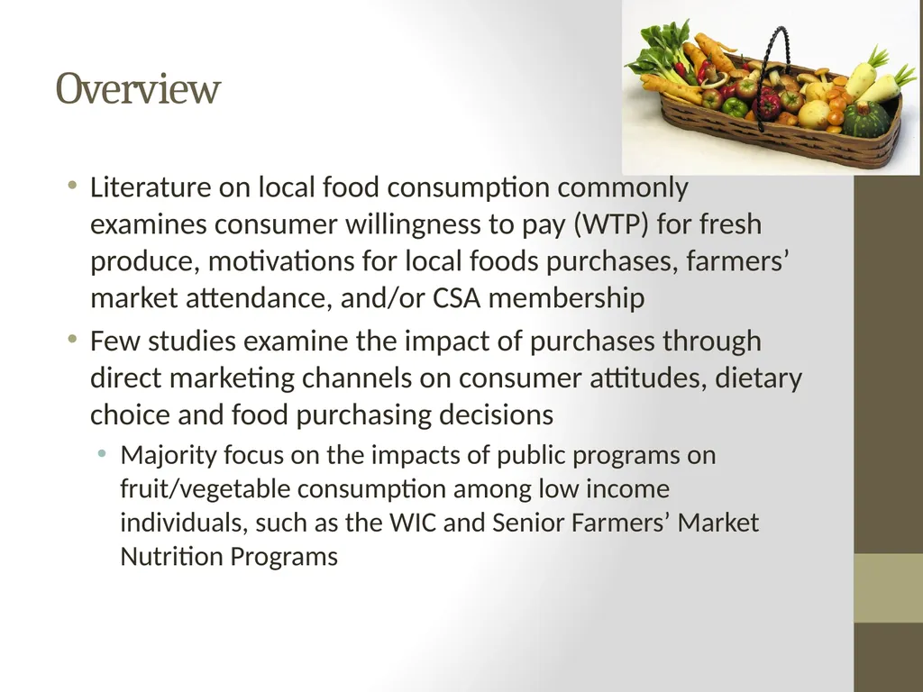 Food Consumption, Attitude, and Behavioral Change - slide 2 of 20