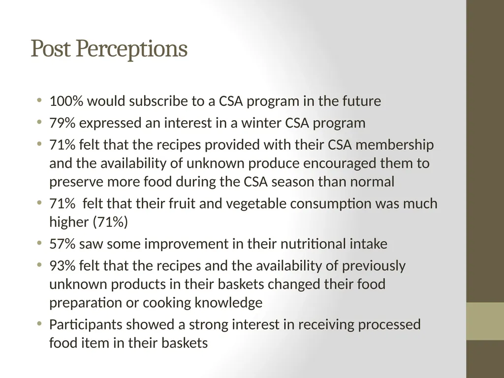 Food Consumption, Attitude, and Behavioral Change - slide 14 of 20
