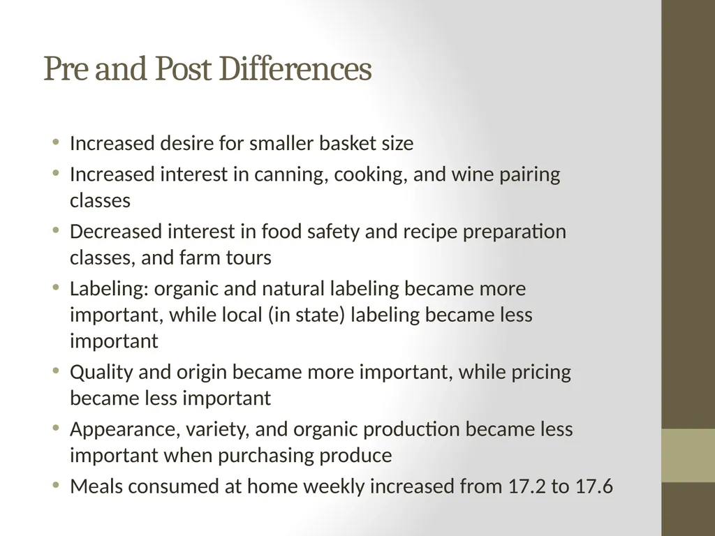 Food Consumption, Attitude, and Behavioral Change - slide 13 of 20