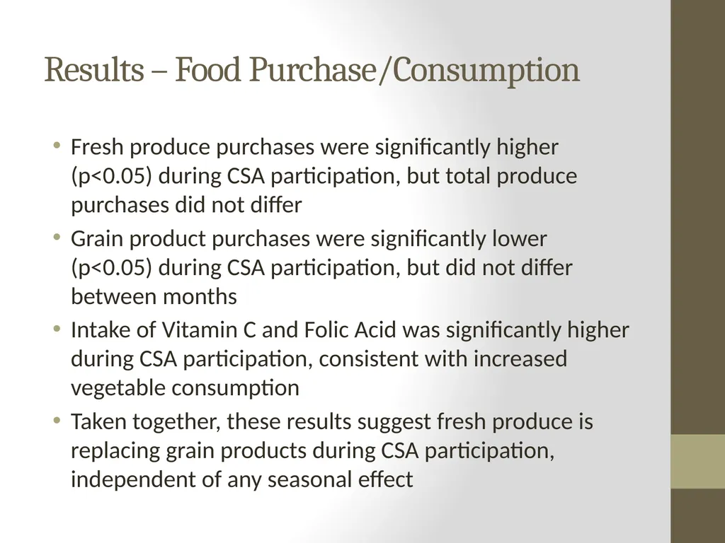 Food Consumption, Attitude, and Behavioral Change - slide 18 of 20