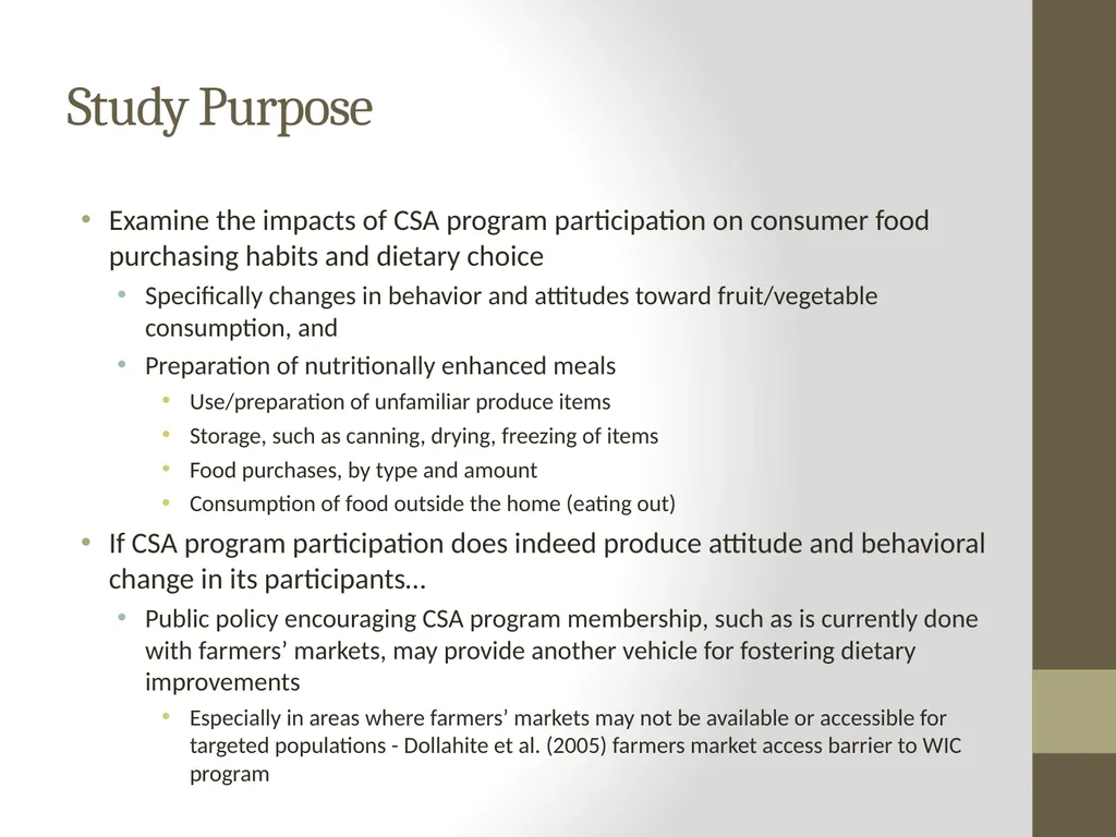 Food Consumption, Attitude, and Behavioral Change - slide 3 of 20