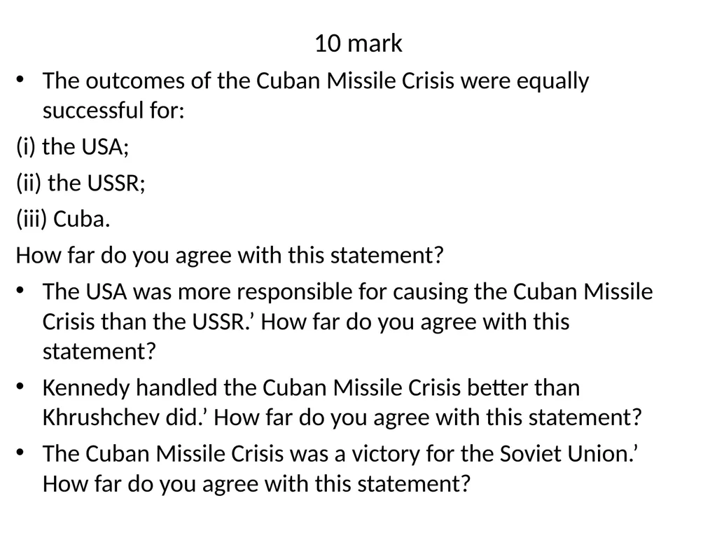 Cuban Missile Crisis WARNING! Remember these - slide 8 of 37