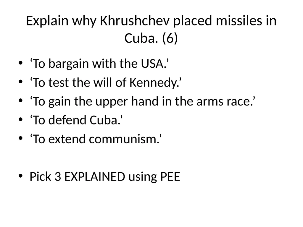 Cuban Missile Crisis WARNING! Remember these - slide 24 of 37