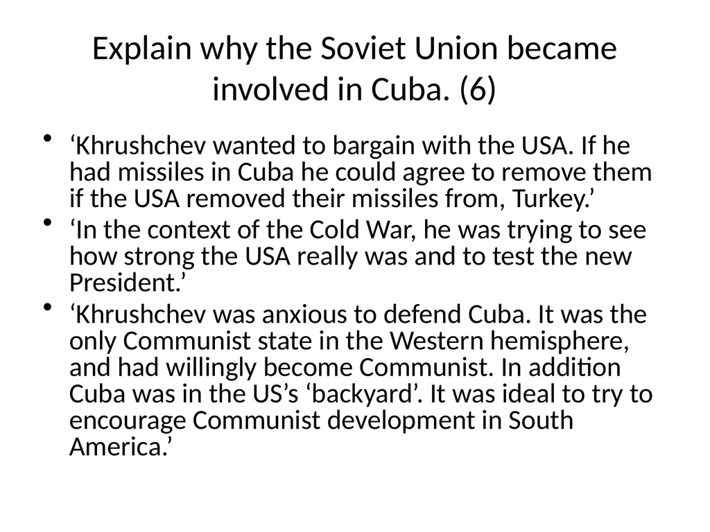 Cuban Missile Crisis WARNING! Remember these - slide 22 of 37