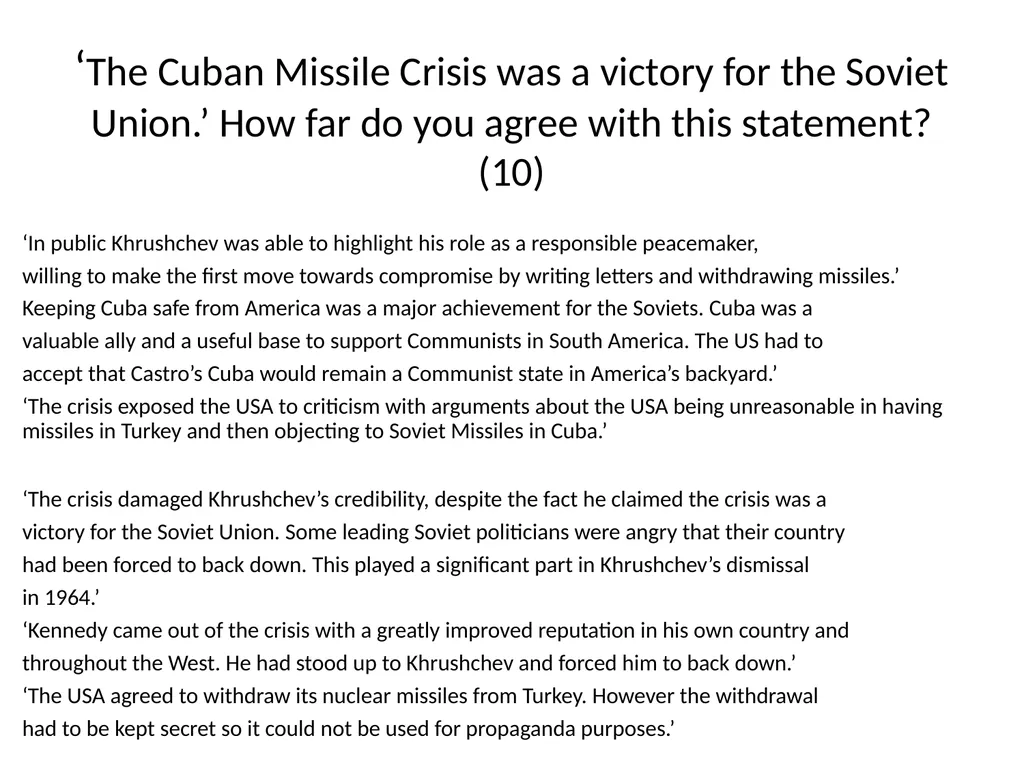 Cuban Missile Crisis WARNING! Remember these - slide 35 of 37