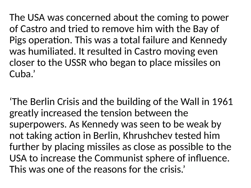 Cuban Missile Crisis WARNING! Remember these - slide 31 of 37