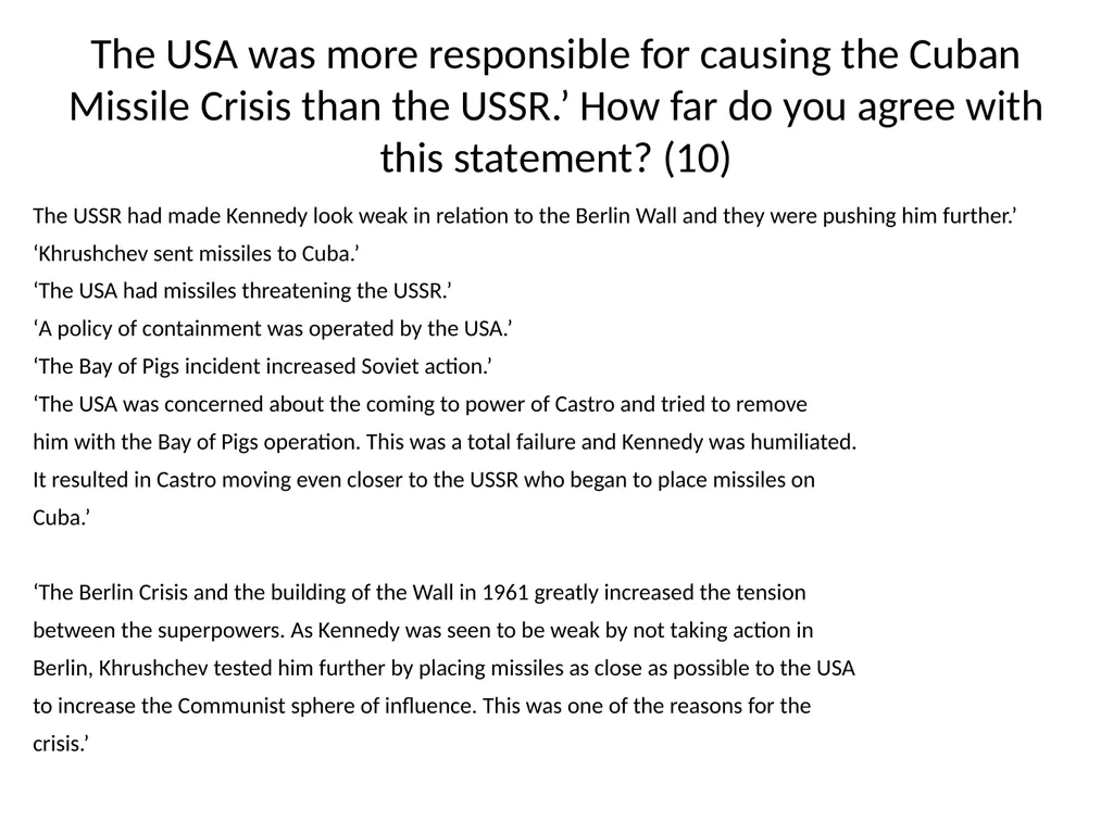 Cuban Missile Crisis WARNING! Remember these - slide 37 of 37