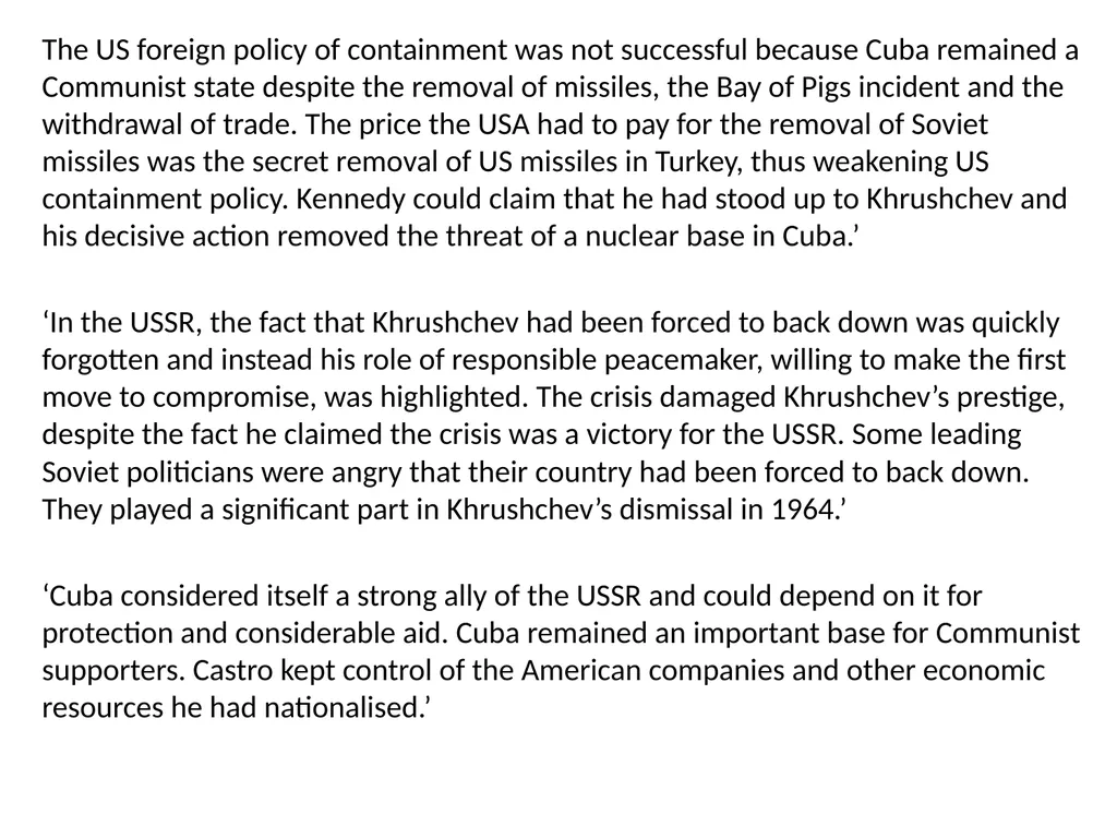Cuban Missile Crisis WARNING! Remember these - slide 29 of 37