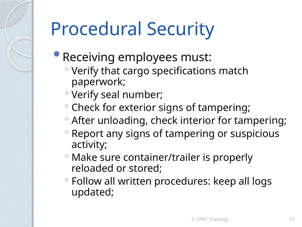 CBP oversees the C-TPAT Program CBP works to - slide 17 of 20