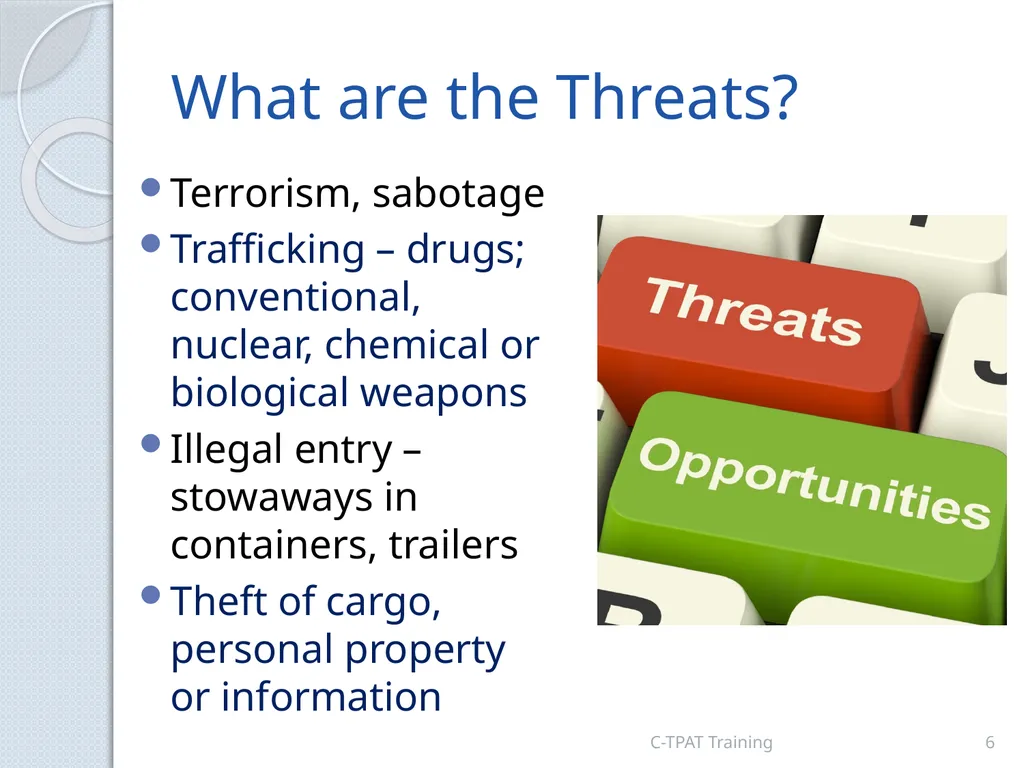 CBP oversees the C-TPAT Program CBP works to - slide 6 of 20