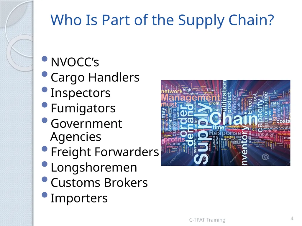 CBP oversees the C-TPAT Program CBP works to - slide 4 of 20