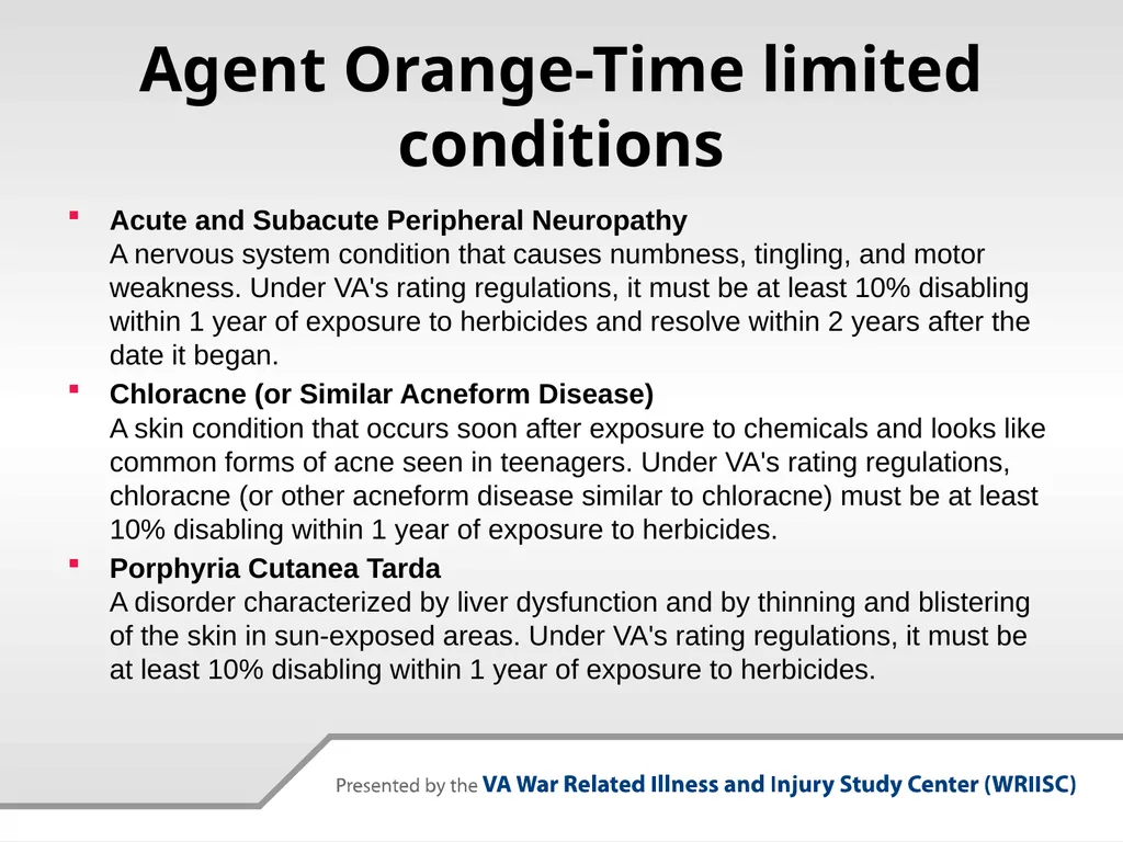VA Presumptive Service Connected Conditions - slide 14 of 28