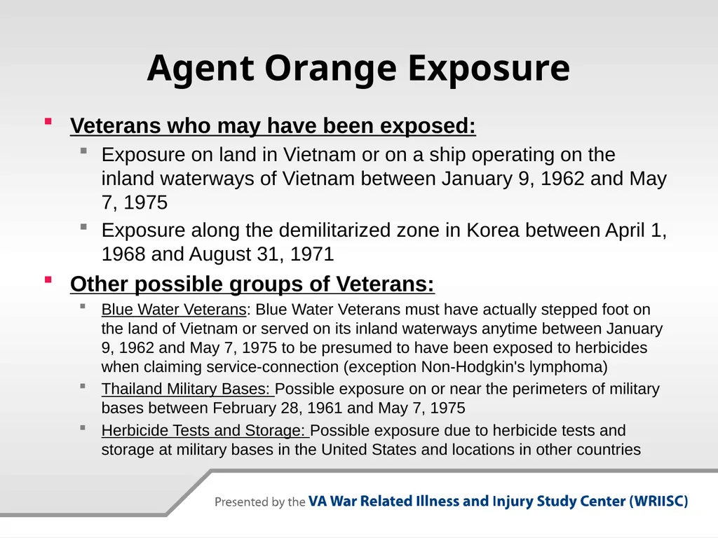 VA Presumptive Service Connected Conditions - slide 8 of 28