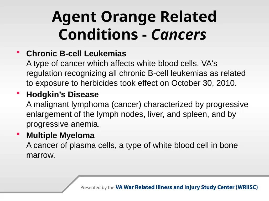 VA Presumptive Service Connected Conditions - slide 9 of 28