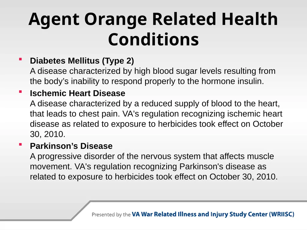 VA Presumptive Service Connected Conditions - slide 11 of 28