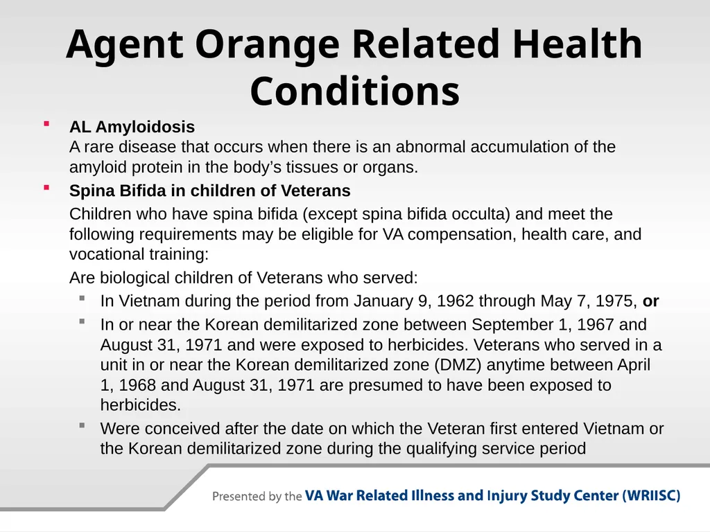 VA Presumptive Service Connected Conditions - slide 12 of 28
