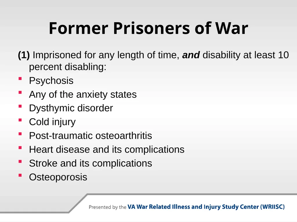 VA Presumptive Service Connected Conditions - slide 6 of 28