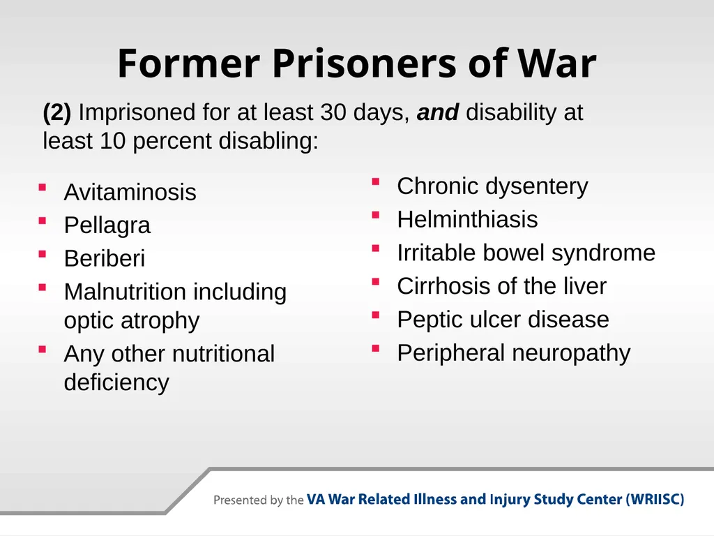 VA Presumptive Service Connected Conditions - slide 7 of 28