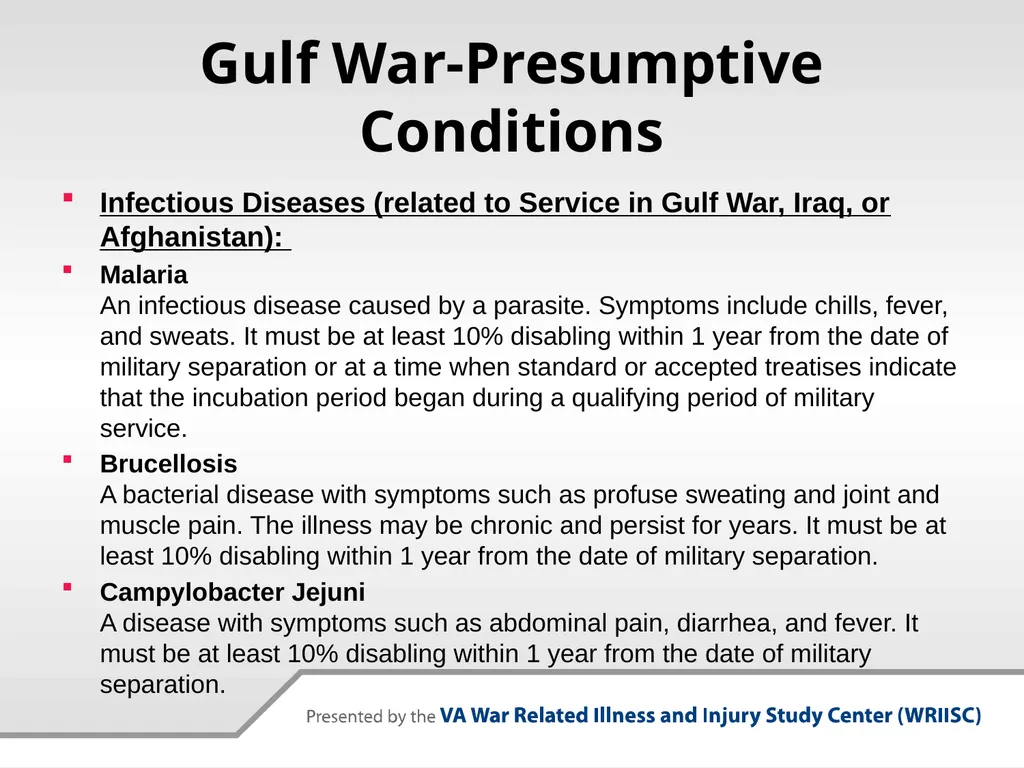 VA Presumptive Service Connected Conditions - slide 21 of 28