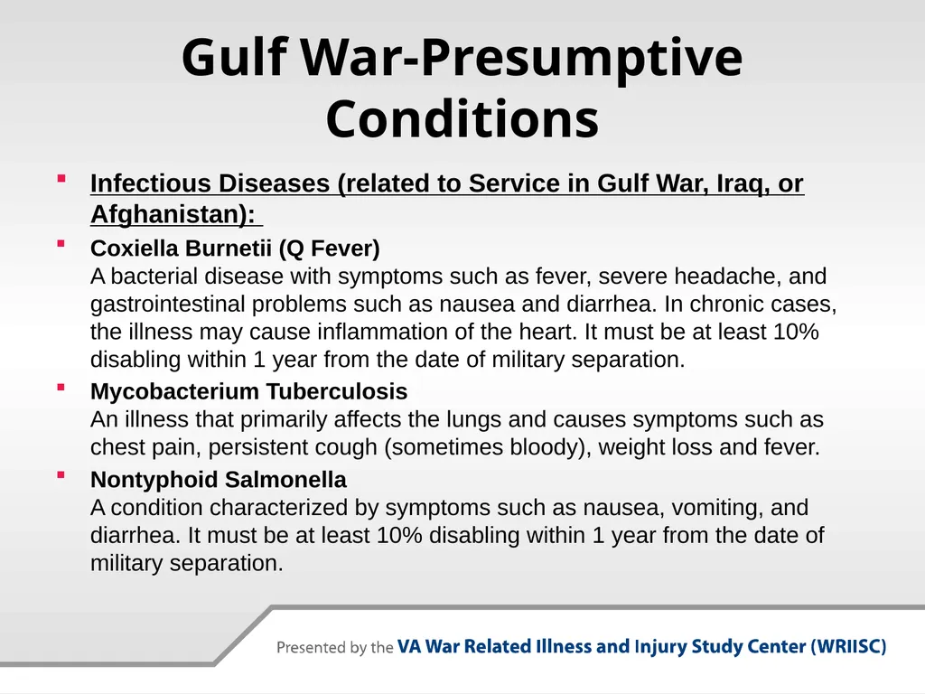 VA Presumptive Service Connected Conditions - slide 22 of 28