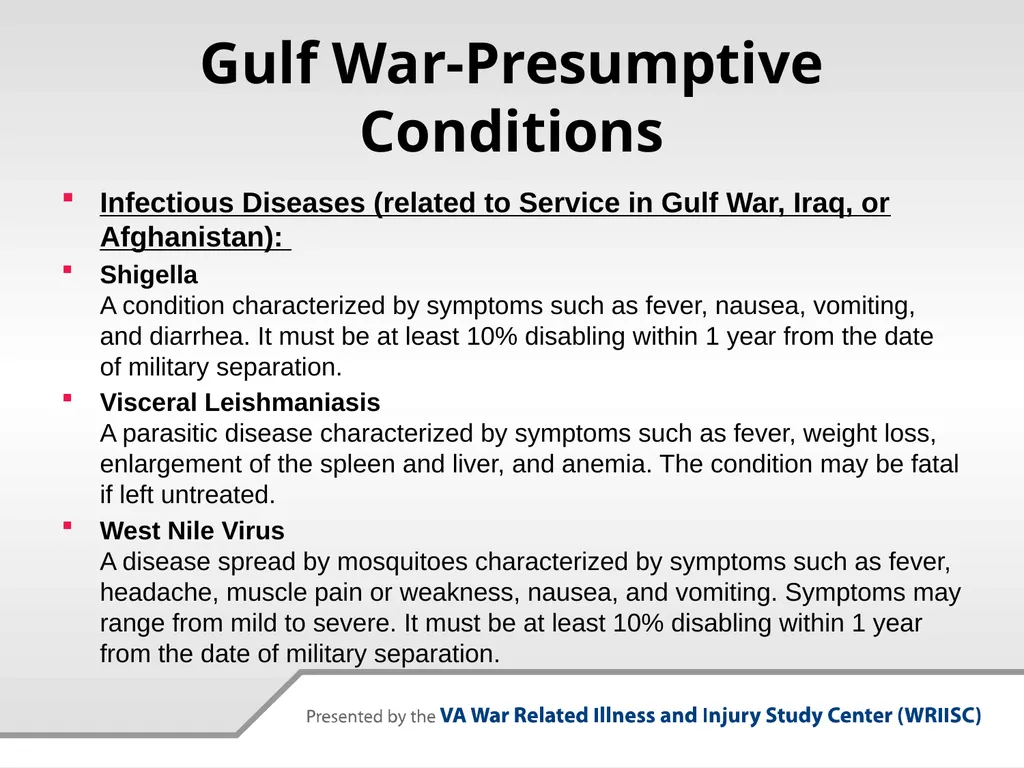 VA Presumptive Service Connected Conditions - slide 23 of 28