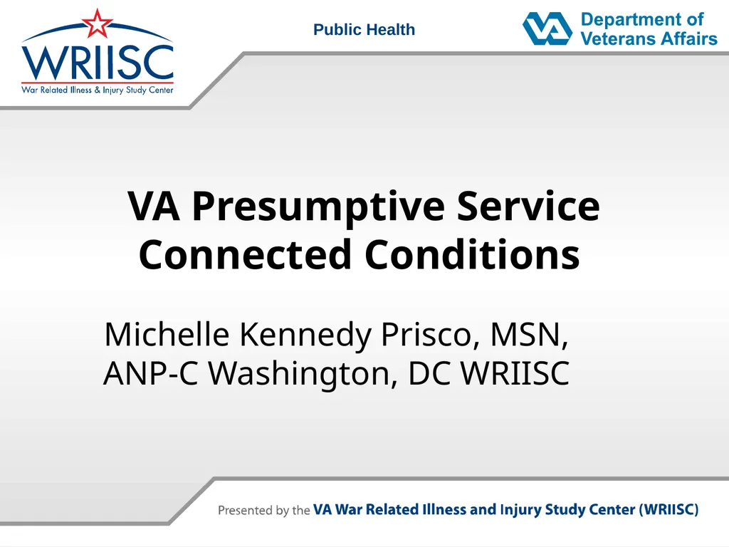 VA Presumptive Service Connected Conditions - slide 1 of 28