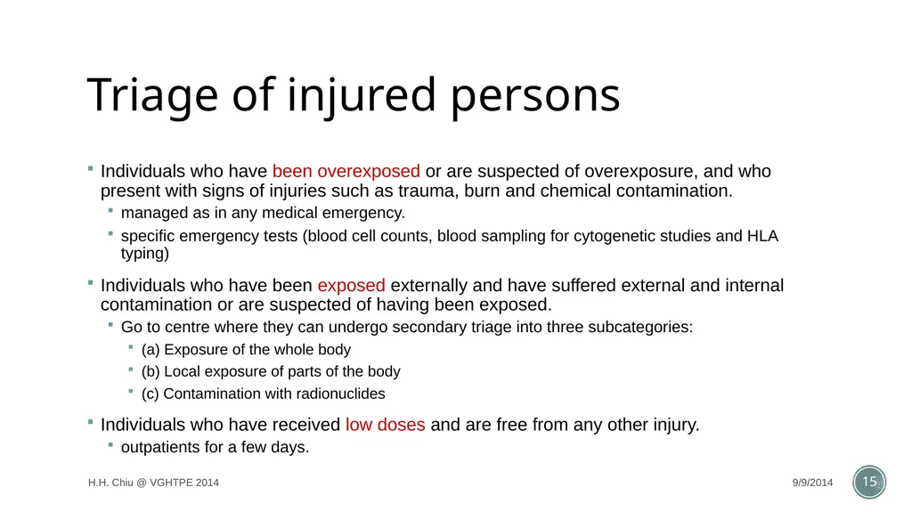 Radiation accidents and their managements Intern - slide 15 of 35