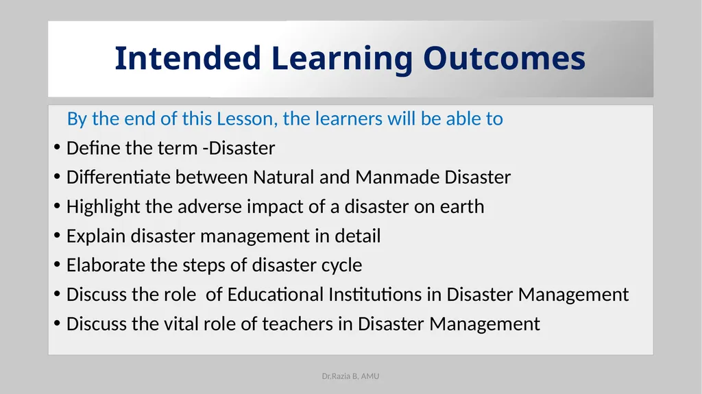 Environmental Education EDU 211 Topic-Disaster - slide 2 of 30