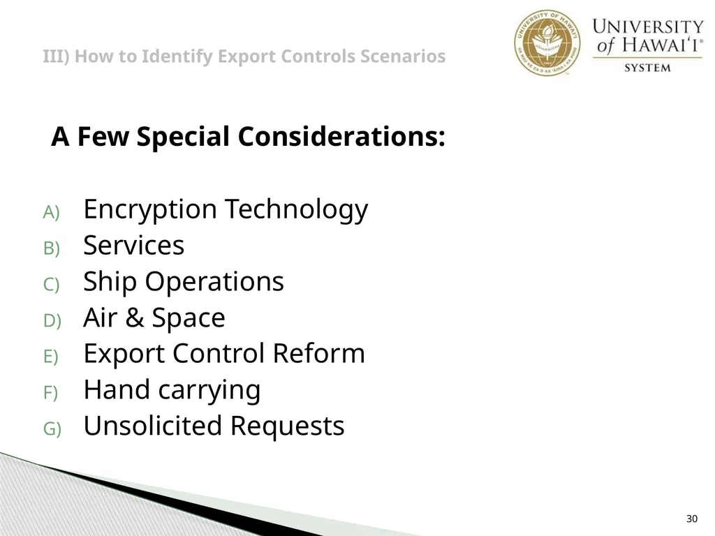 Export Controls UH Office of Export Controls (OEC) - slide 30 of 72