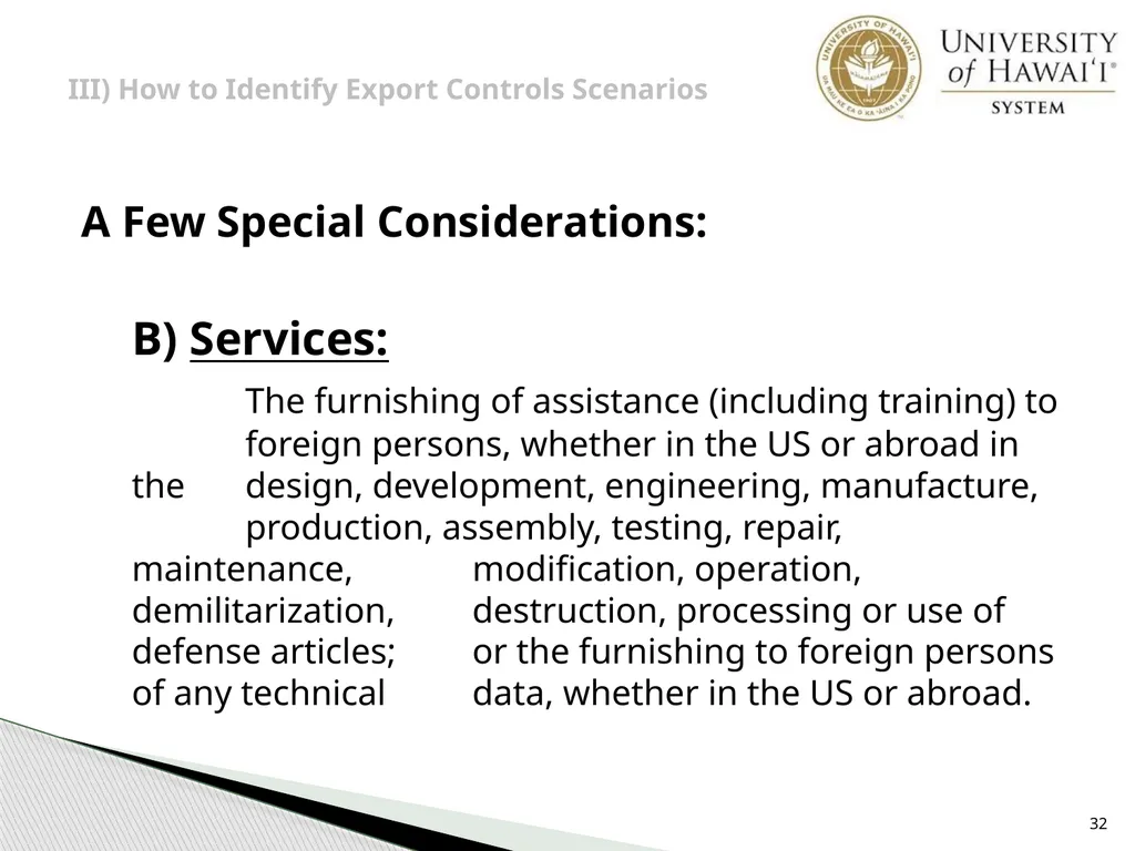 Export Controls UH Office of Export Controls (OEC) - slide 32 of 72