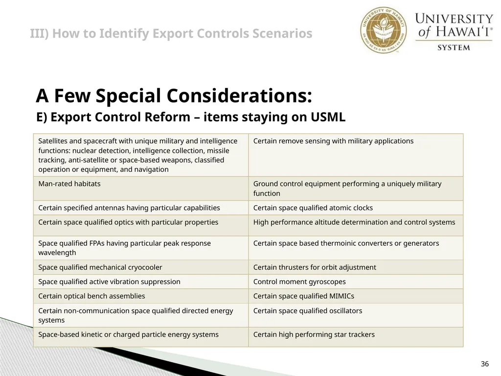 Export Controls UH Office of Export Controls (OEC) - slide 36 of 72